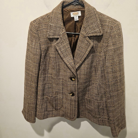 Women's Talbots Brown & Black Tweed Blazer Jacket 12W - Picture 4 of 9